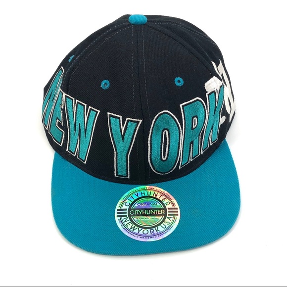 City Hunter Accessories City Hunter Mens Black Blue New York Hat